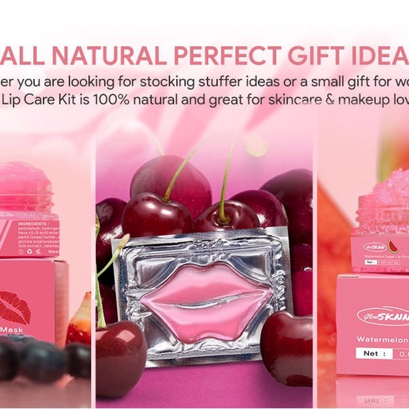 Natural Sugar Scrub Watermelon Hydrating Lip Sleeping Mask 4 in 1 Lip Care Set - Picture 7 of 9